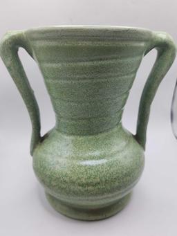 Vintage Arts & Crafts matte green glaze vase