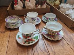 Vintage Chicken Decor and Vintage Cup and Saucers