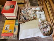 Vintage Stamp Collection & Box of Seashells