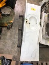 Bathroom countertop with integral sink, cultured marble, 71.5 in. long.