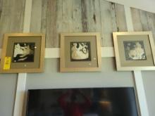 Set of 3 abstract prints with light color frames