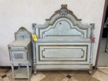 Matching Ornate French Styled Full Headboard and Nightstand