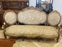 Victorian Carved Wood Floral Pattern Sofa