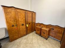 Large Four Door Wardrobe with Matching Headboard and Side Stands