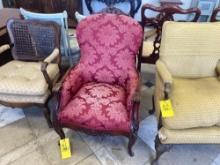 Victorian Carved Wood Upholstered Arm Chair