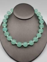 Large mint green gemstone ? beaded necklace