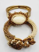 (2) vintage Miriam Haskell beaded bracelets, circa 1950