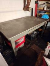 Large old workshop / factory metal desk with drawer AS IS
