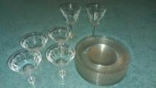 Depression Clear Cut glass crystal plates, drinking glasses & vases