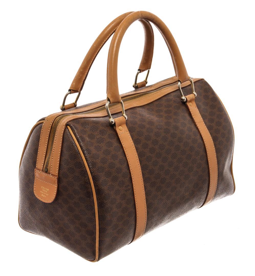 Celine Dark Brown Leather Macadam Travel Bag