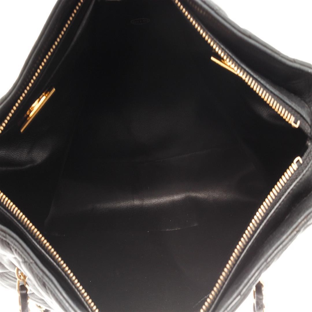 Chanel Black Lambskin Leather GHW Chain Tote Bag