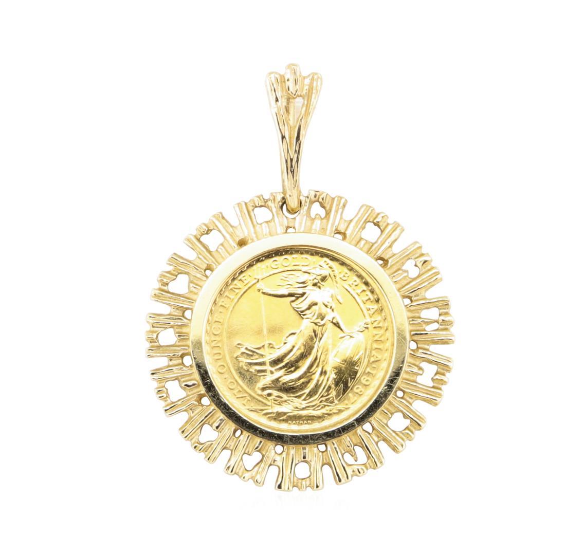 1/10th British Sovereign Coin Pendant - 14KT - 24KT Yellow Gold