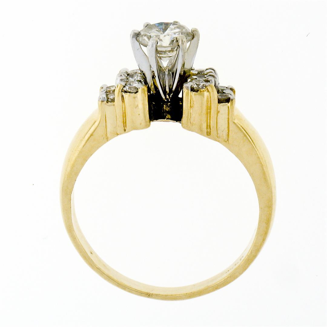 14K Yellow Gold .85 ctw Round Diamond Solitaire Engagement Ring w/ Tiered Accent