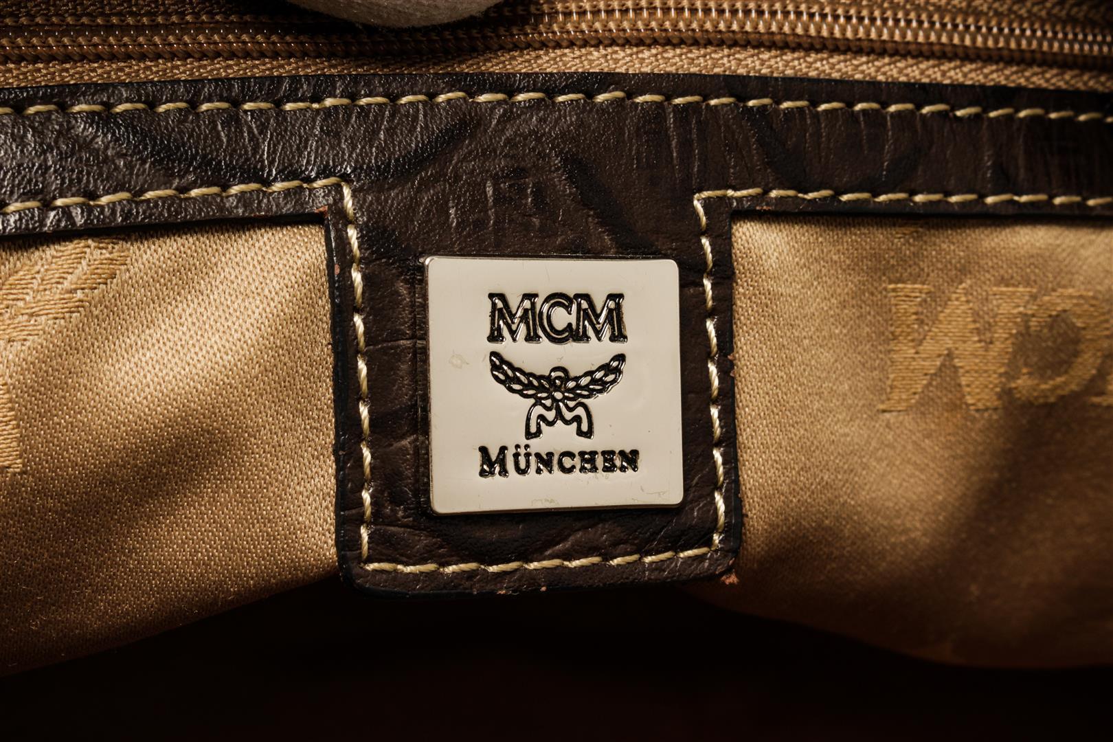 MCM Brown Monogram Boston Bag