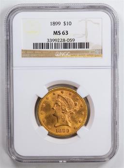1899 $10 Eagle Gold Coin NGC MS63