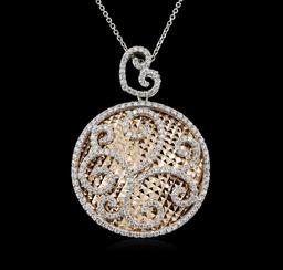 1.55 ctw Diamond Pendant With Chain - 14KT Two-Tone Gold