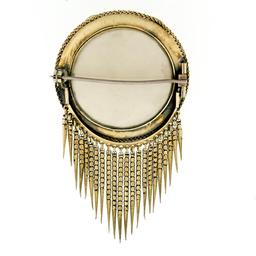 Antique Victorian Large Etruscan 14k Gold Twisted Wire Fringe Dangle Brooch Pin