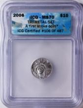 2006 $10 American Eagle Platinum Coin ICG MS70