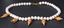 High Carat Gold & Pearl Necklace