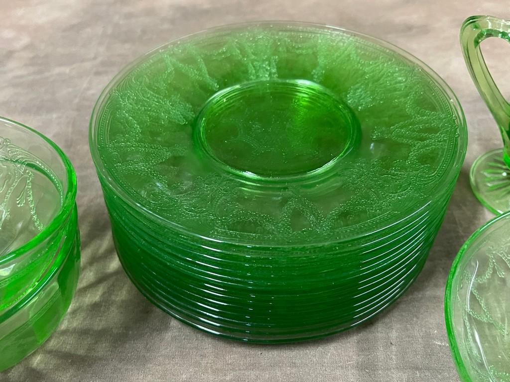 Lot of Green Depression Glass