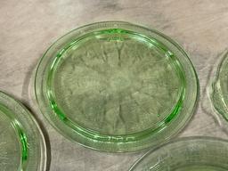 Lot of Five Green Depression Glass Trays