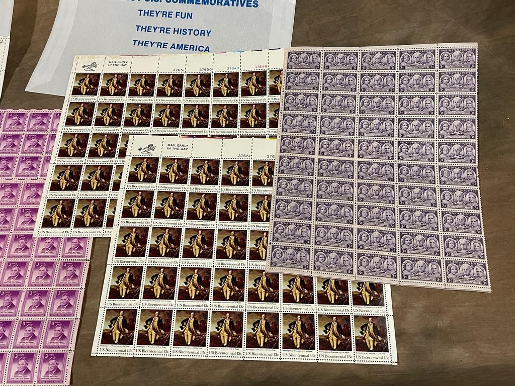 Assorted Denomination Of Full Unused Stamps Sheets, Over $55.00 value.