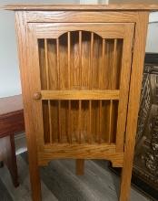 Small Oak Corner Display Cabinet