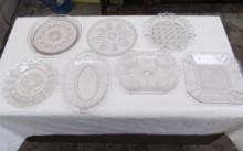 (7)Clear Pattern Glass Bread/Serving Trays