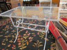 Wrought Iron White Glass Top Patio Table