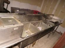 10FT 3-COMPARTMENT SINK WITH DRAIN BOARDS, OVERSPRAY