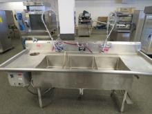 102-INCH 3-COMPARTMENT SINK WITH DRAIN BOARDS